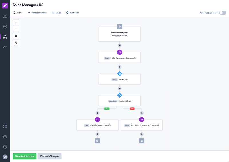 Screenshot of creating a data enrichment trigger in Overloop